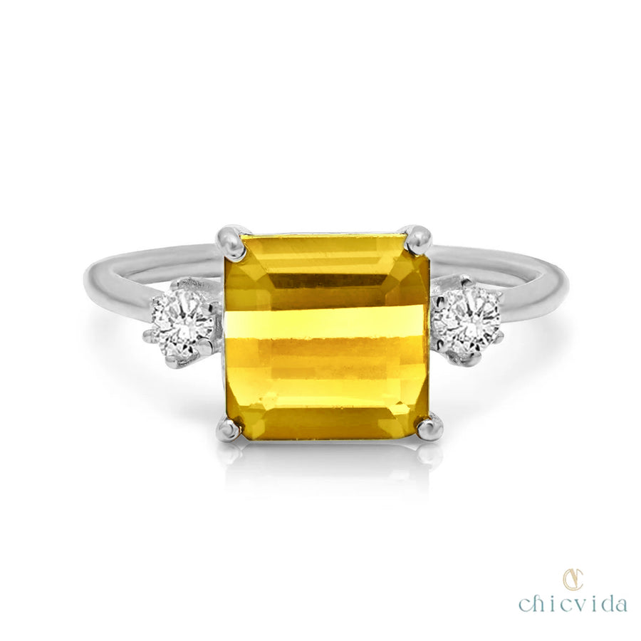 Citrine Diamond Ring