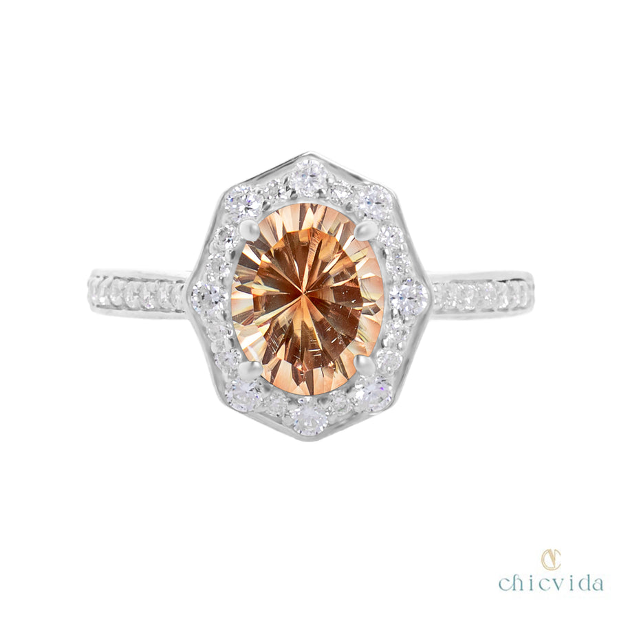 Oregon Sunstone Diamond Ring