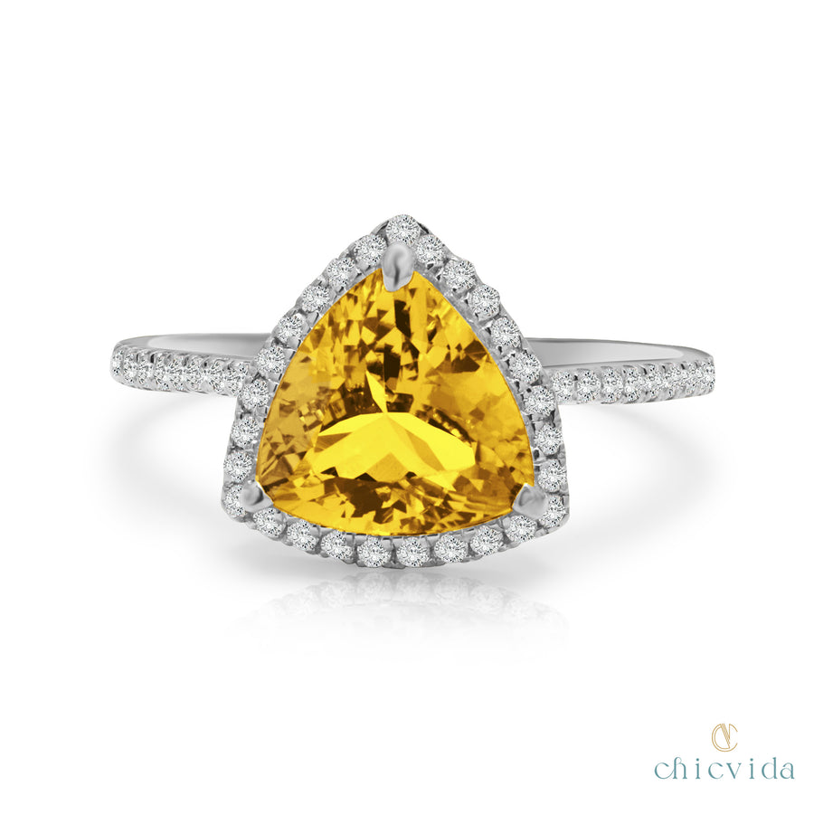 Citrine Halo Ring