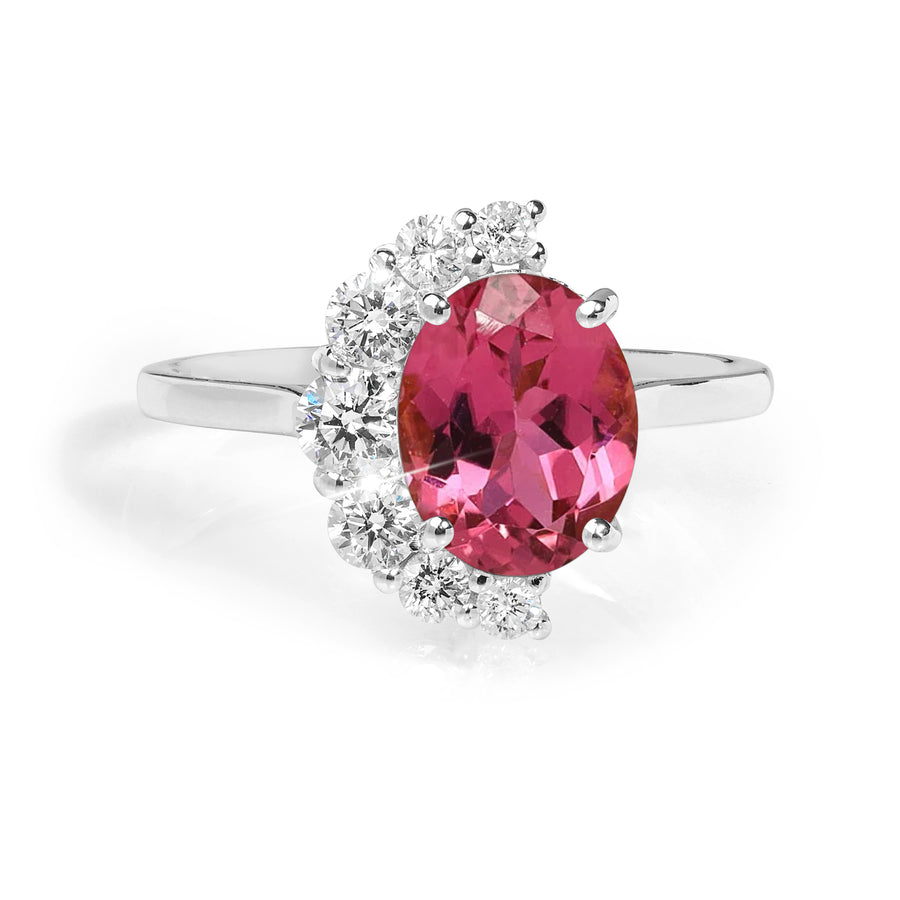 Half Halo Pink Tourmaline Ring