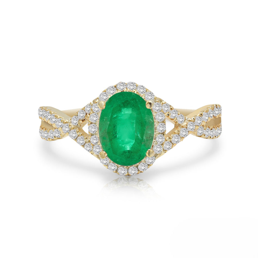 Knot Natural Emerald Gold Ring