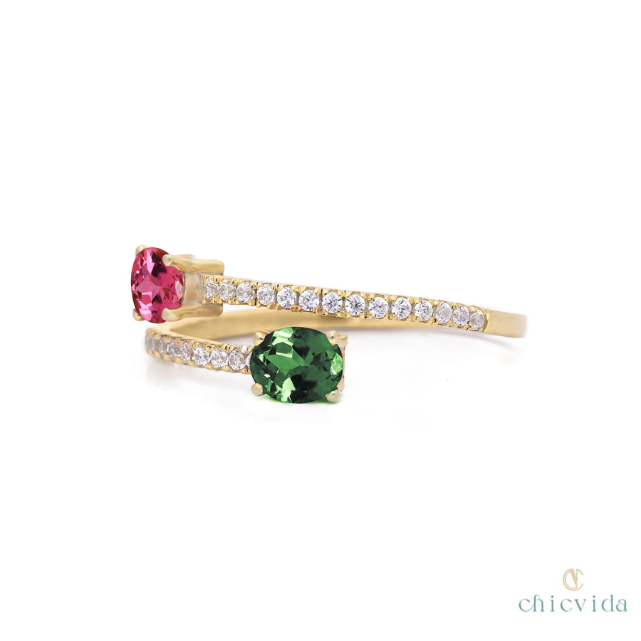 Liaison Oval Green & Pink Tourmaline Ring