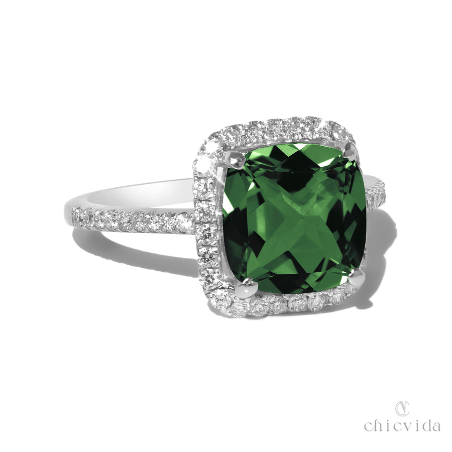 Green Tourmaline Wedding Ring