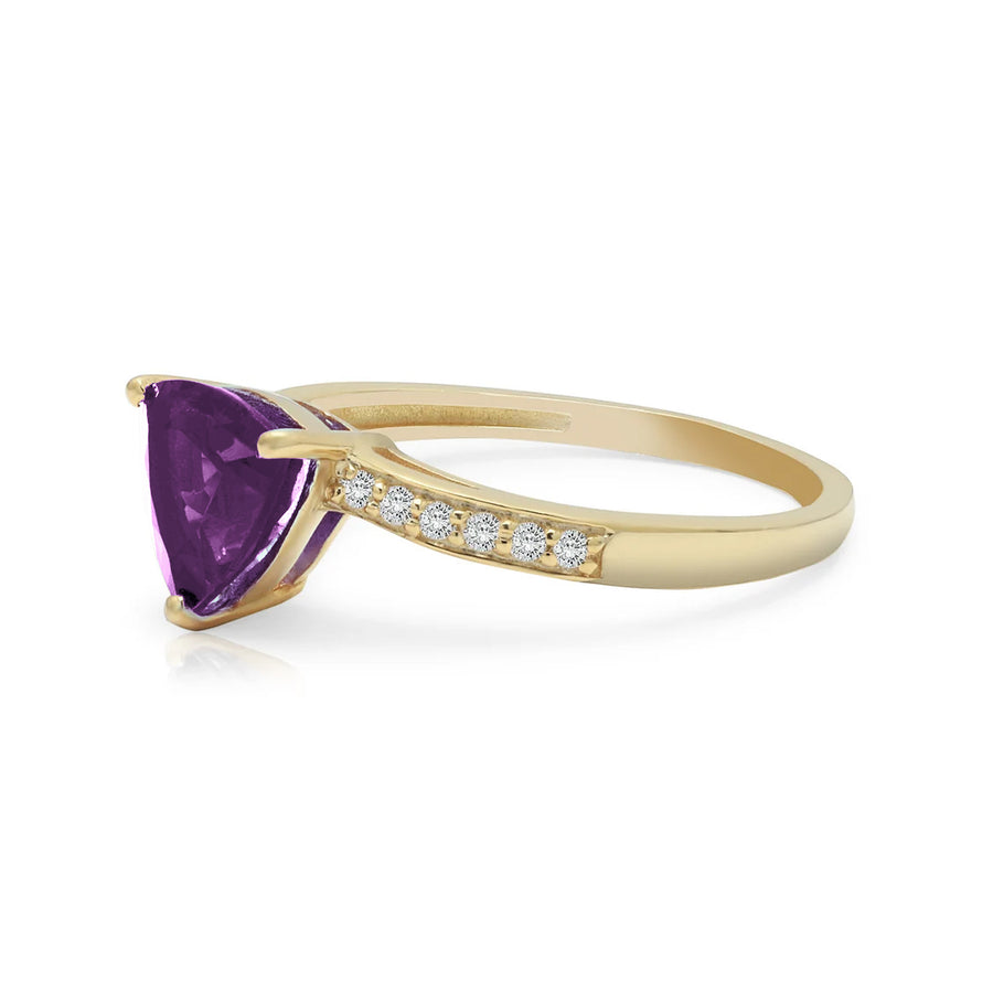 Amethyst Trillion Ring