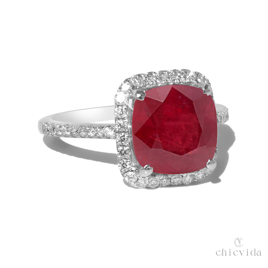 Ruby Halo Ring Gold