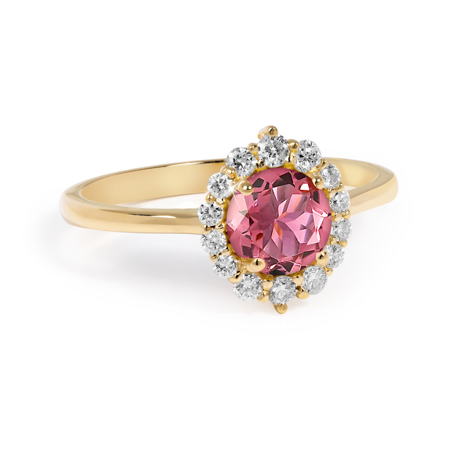 Radiance Pink Tourmaline Halo Ring