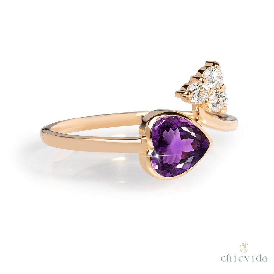 Hoary Heart Amethyst Ring