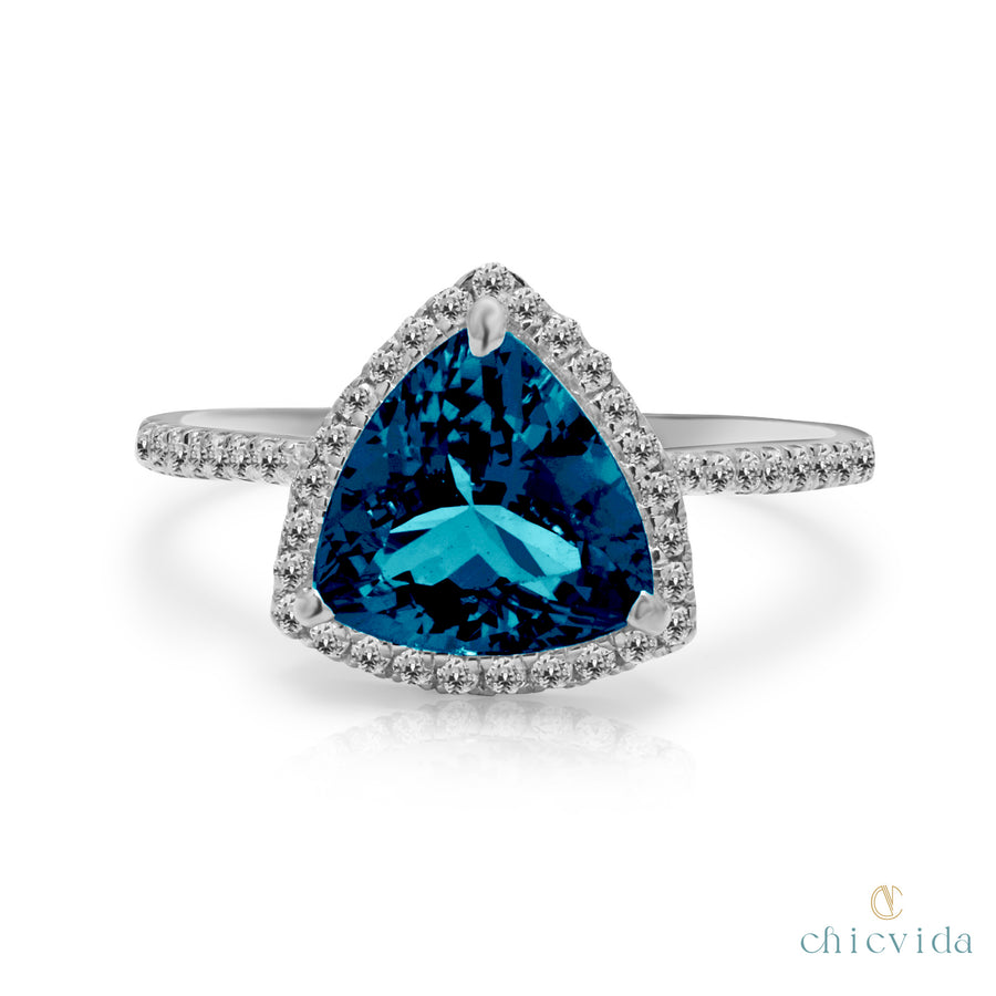 Blue Topaz Diamond Ring