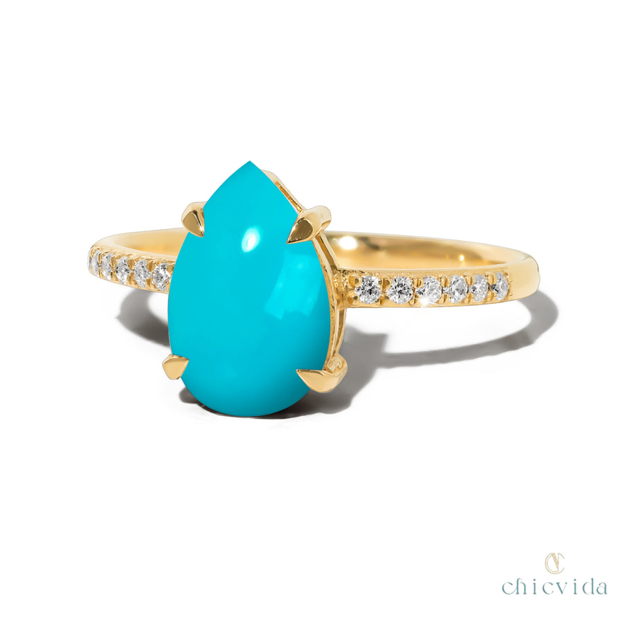 Cameo Pear Turquoise Ring