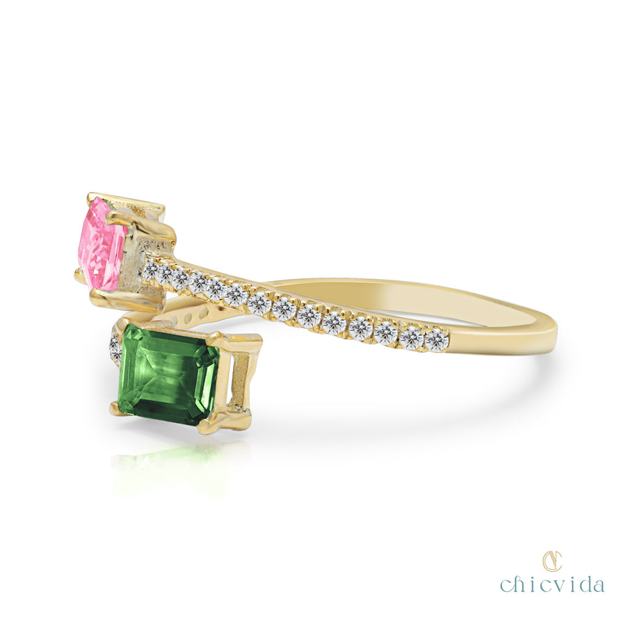 Liaison Green & Pink Tourmaline Ring