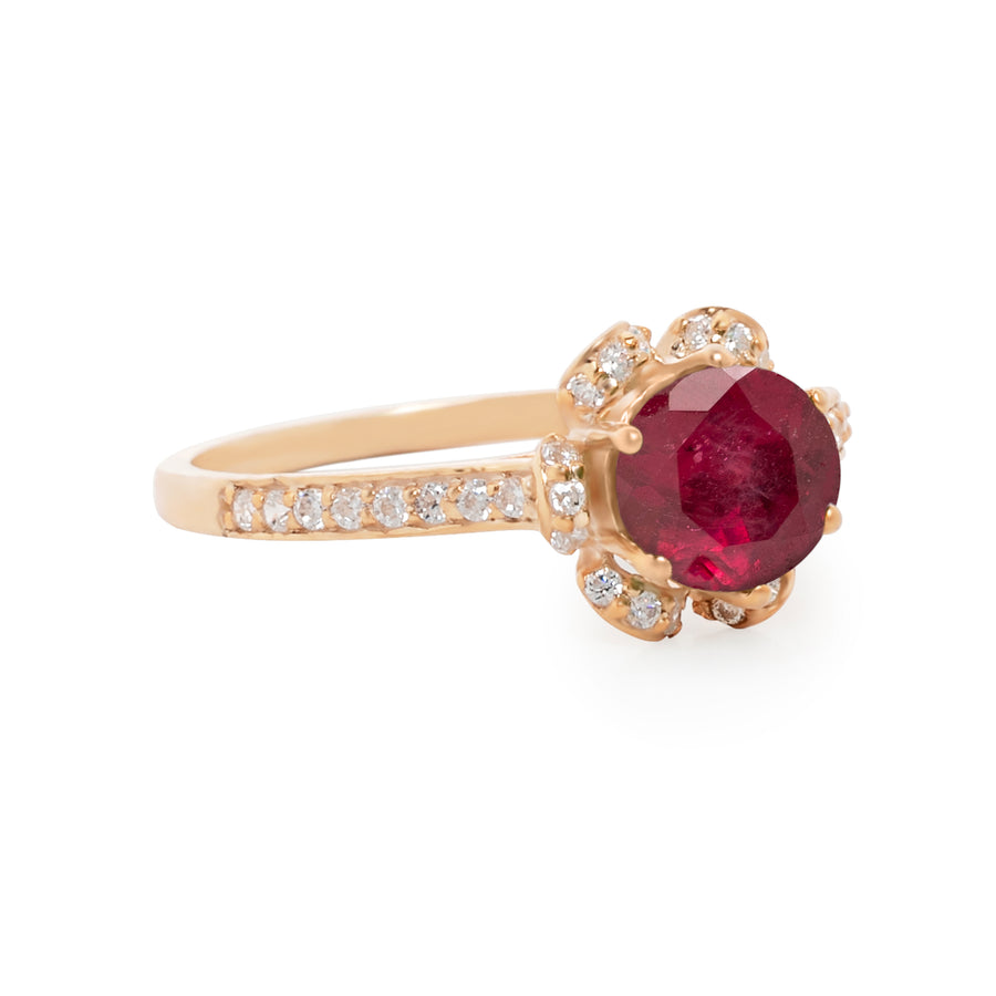 Blossom Ruby Halo Ring