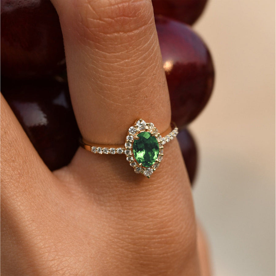 Green Tourmaline Diamond Ring