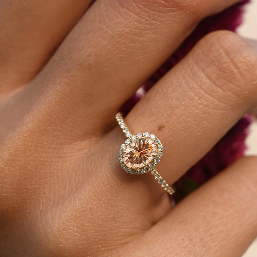 Oregon Sunstone Diamond Ring