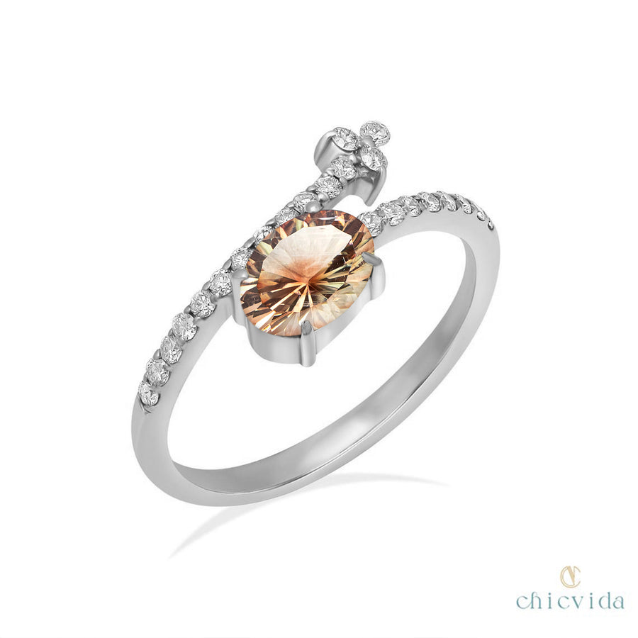 Oval Sunstone Diamond Ring