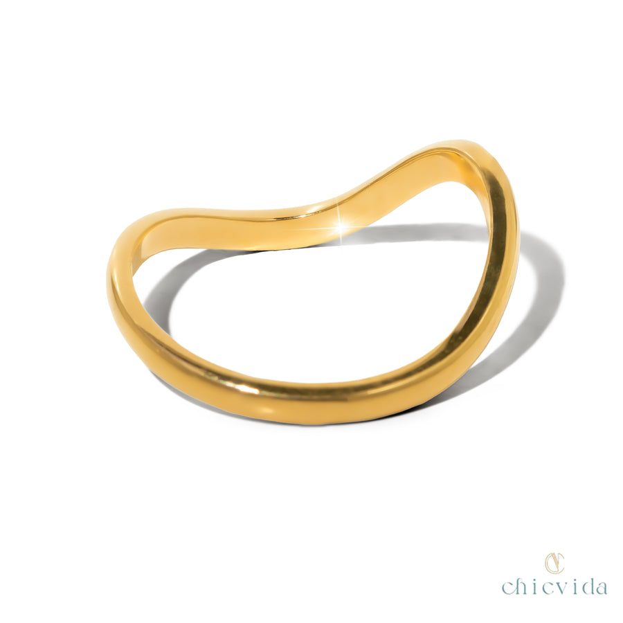 Ripple Wave Ring in 14k Solid Gold
