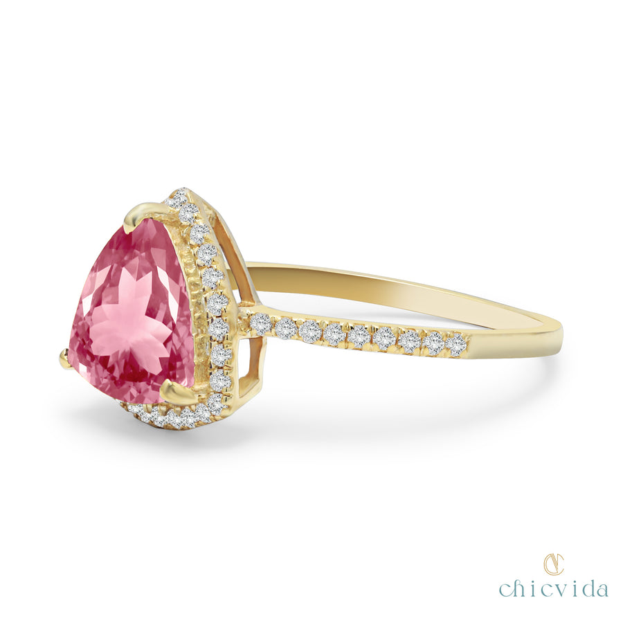 Pink Tourmaline Yellow Gold Ring