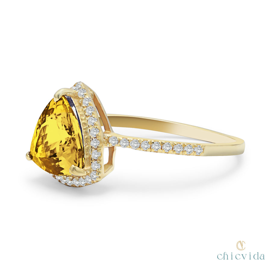 Yellow Citrine Gold Ring