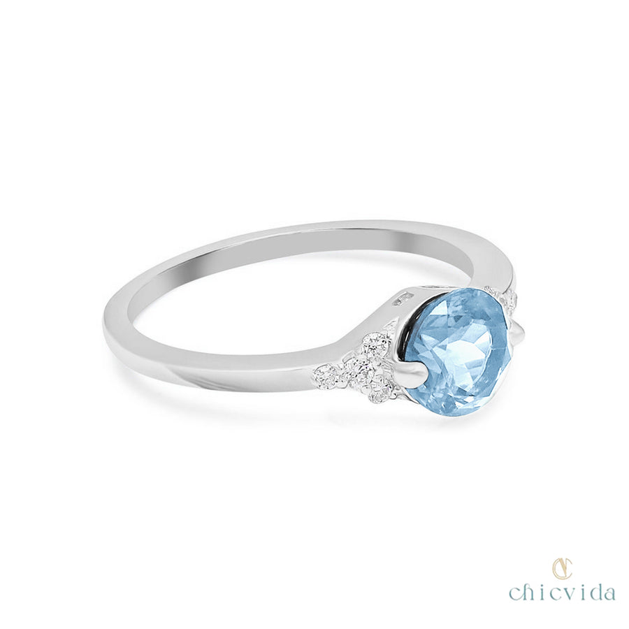 Aquamarine Diamond Ring