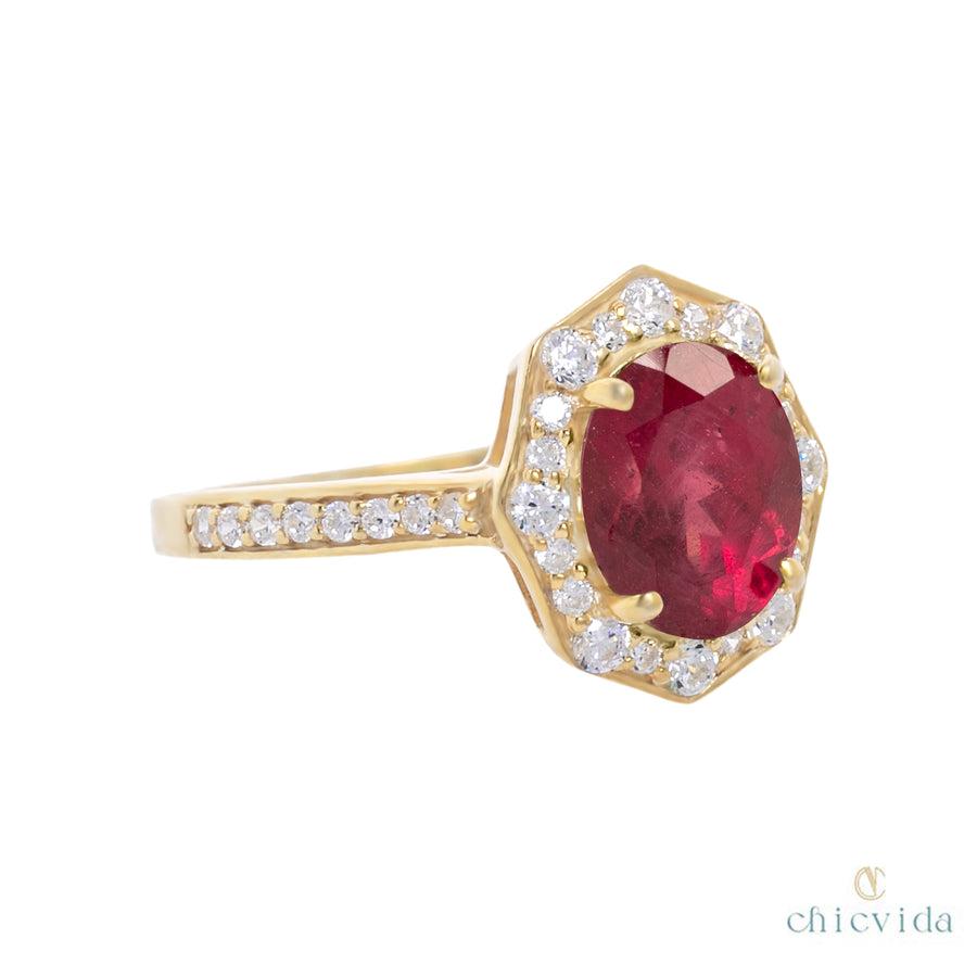 Red Ruby Yellow Gold Ring