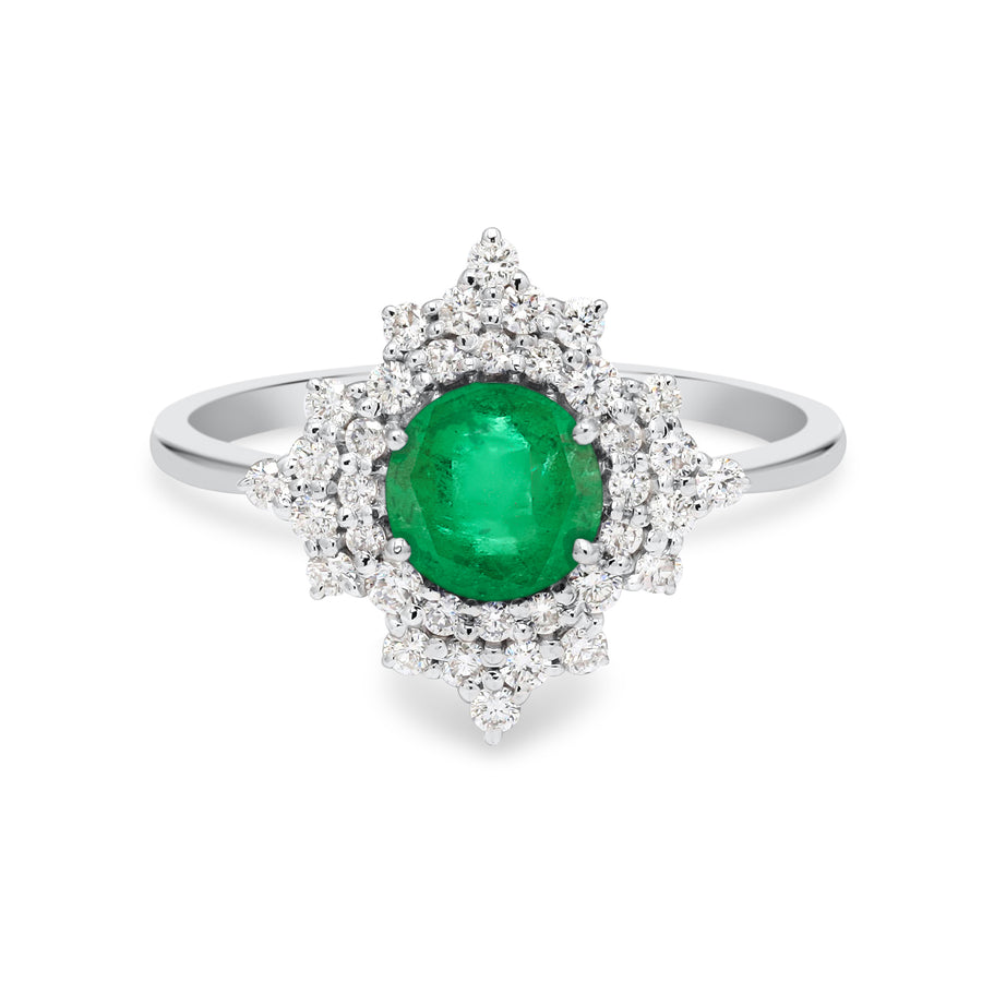 Stellar Emerald Halo Ring