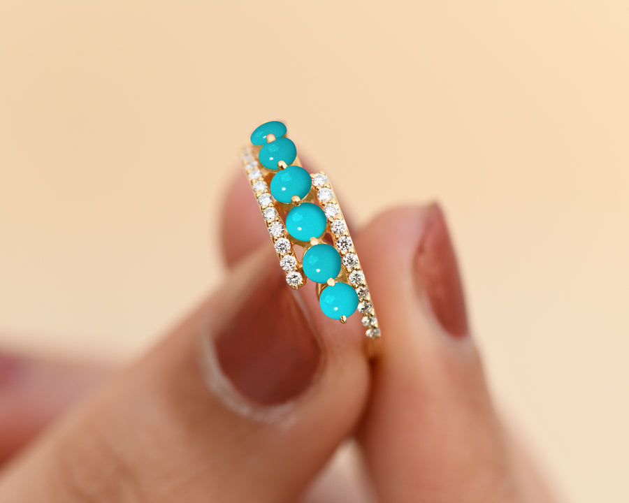 Turquoise Bypass Ring Gold