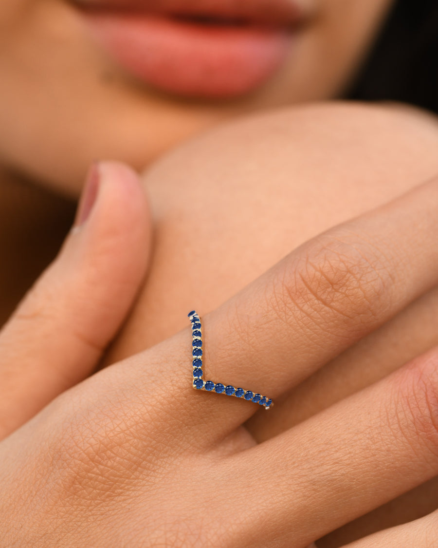 Genuine Sapphire Wishbone Ring