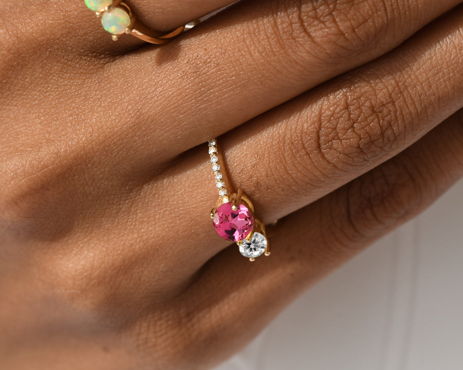 Stella Pink Tourmaline & Moissanite Ring