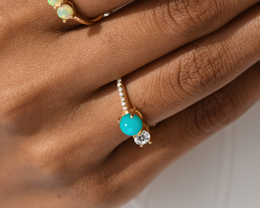 Stella Turquoise & Moissanite Ring