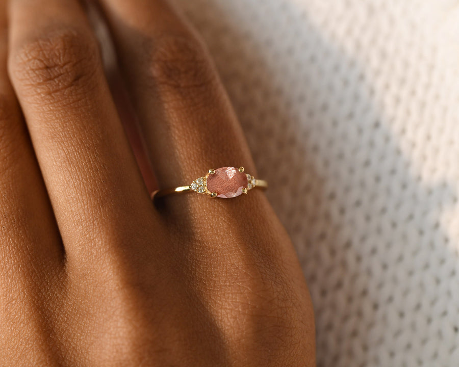 Sunstone Solitaire Ring