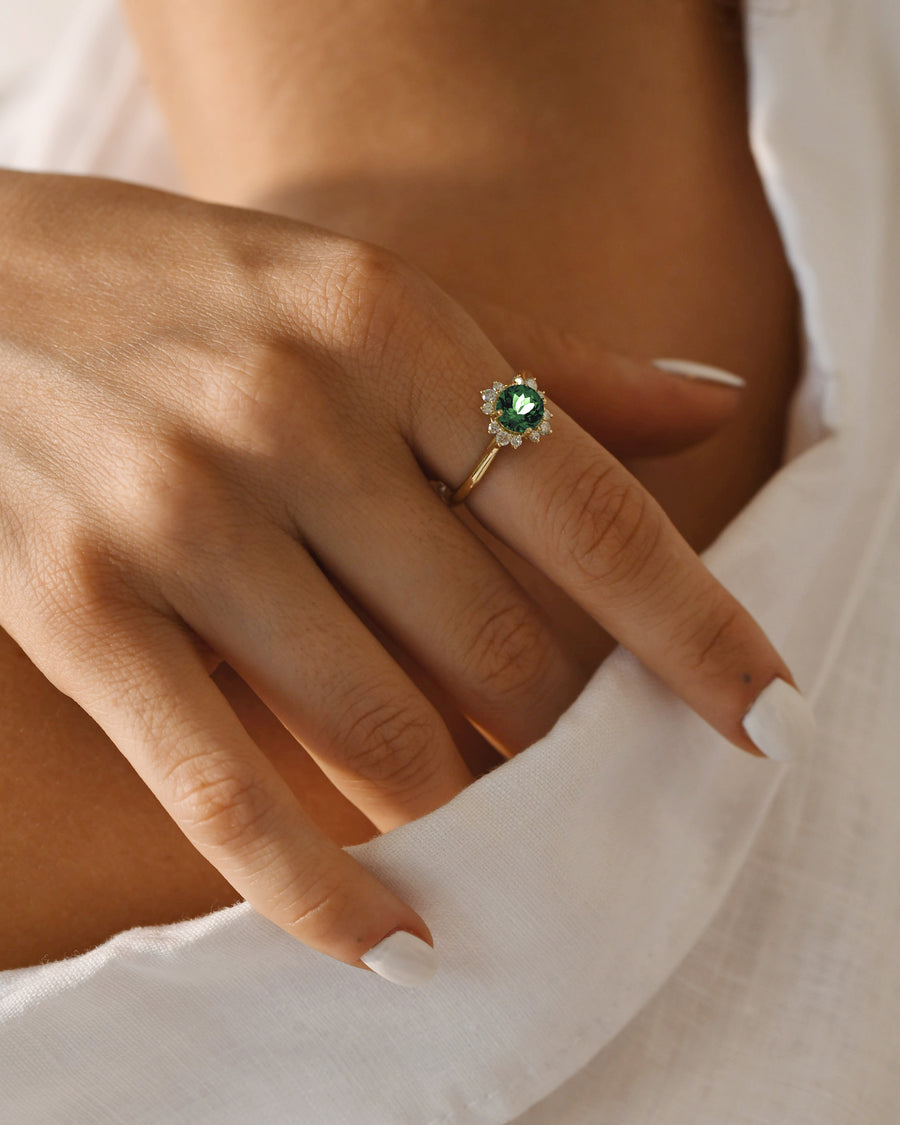 Daisy Green Tourmaline Ring