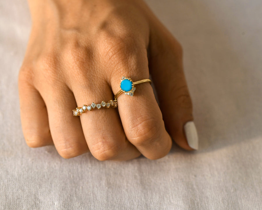 Turquoise Halo Ring Gold