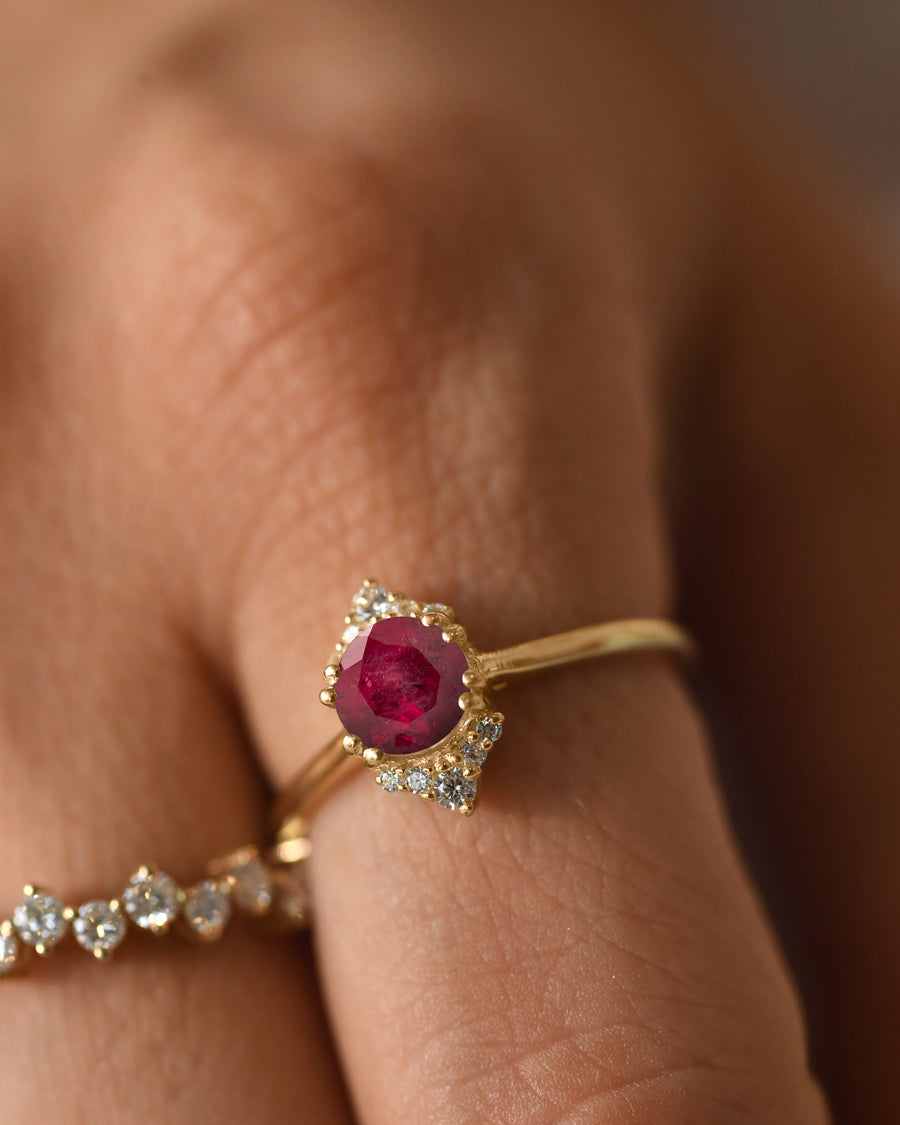 Ruby Diamond Halo Ring