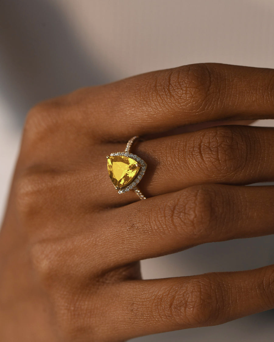 Citrine Diamond Engagement Ring