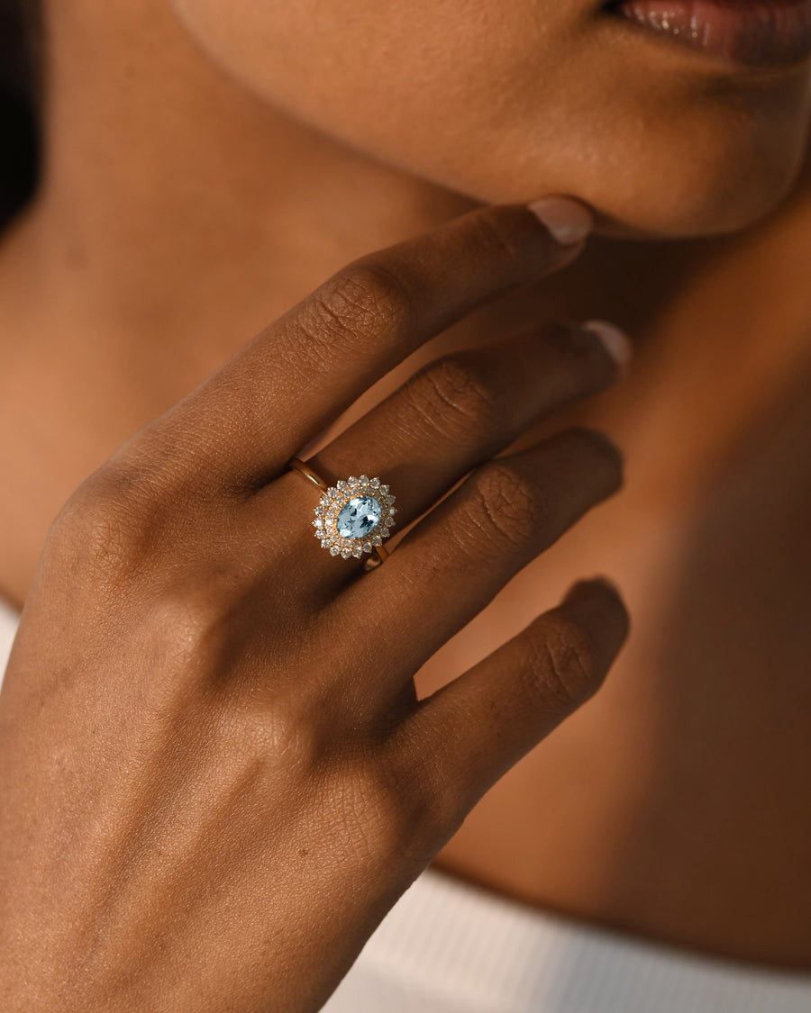 Aquamarine Cluster Ring