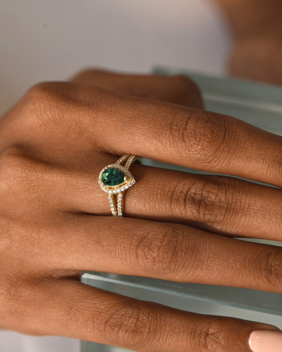 Green Tourmaline Diamond Ring