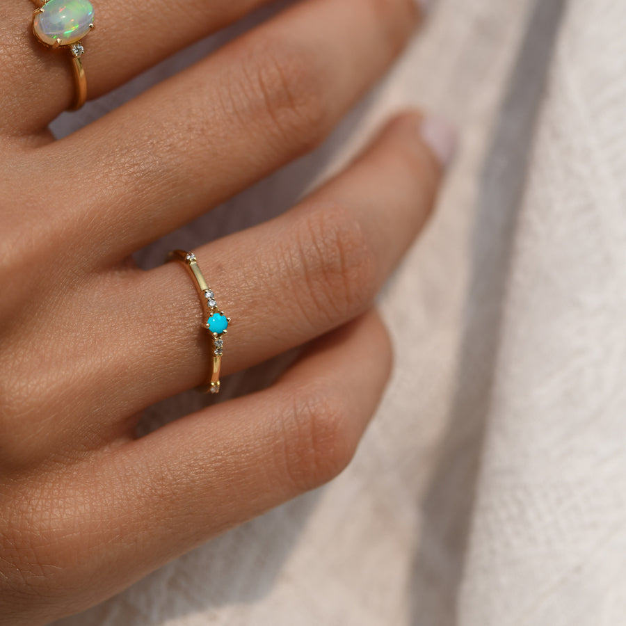 Minimalist Turquoise Band Gold Ring