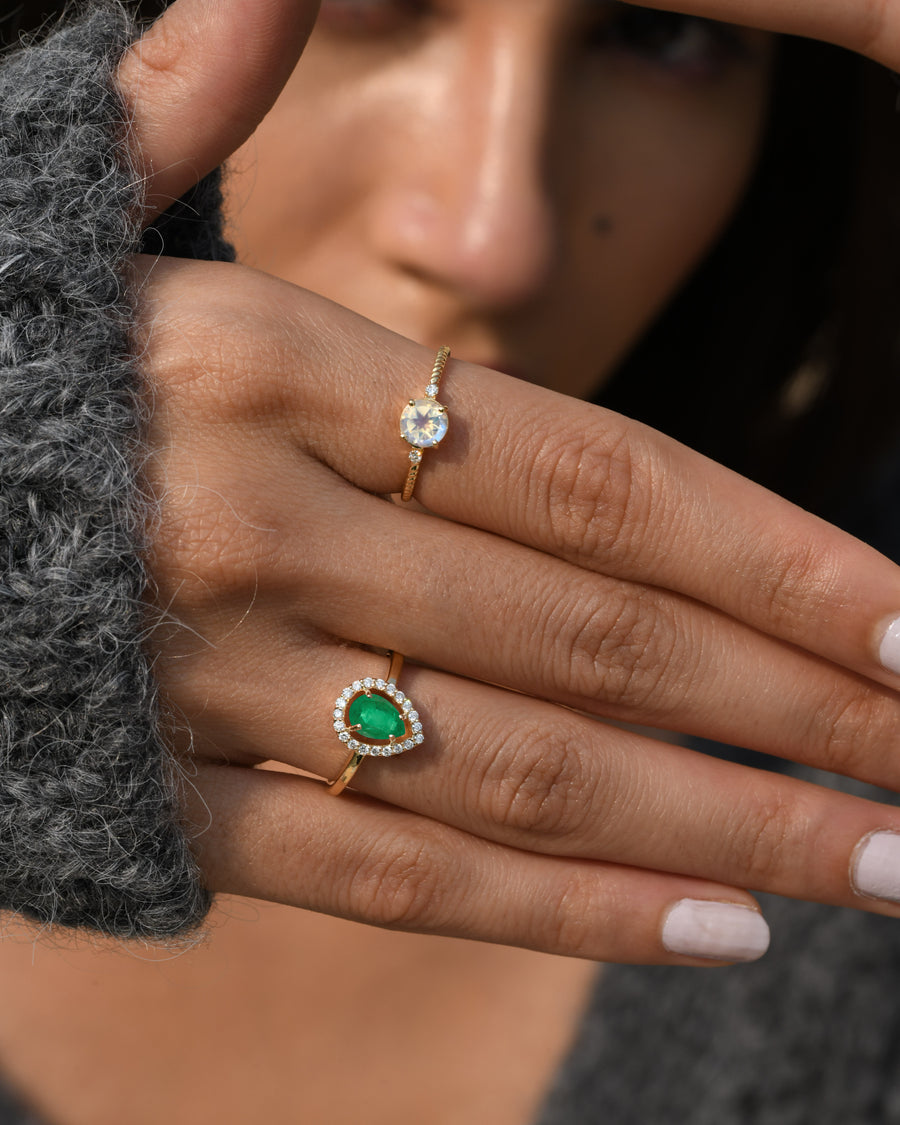 Green Emerald Promise Ring
