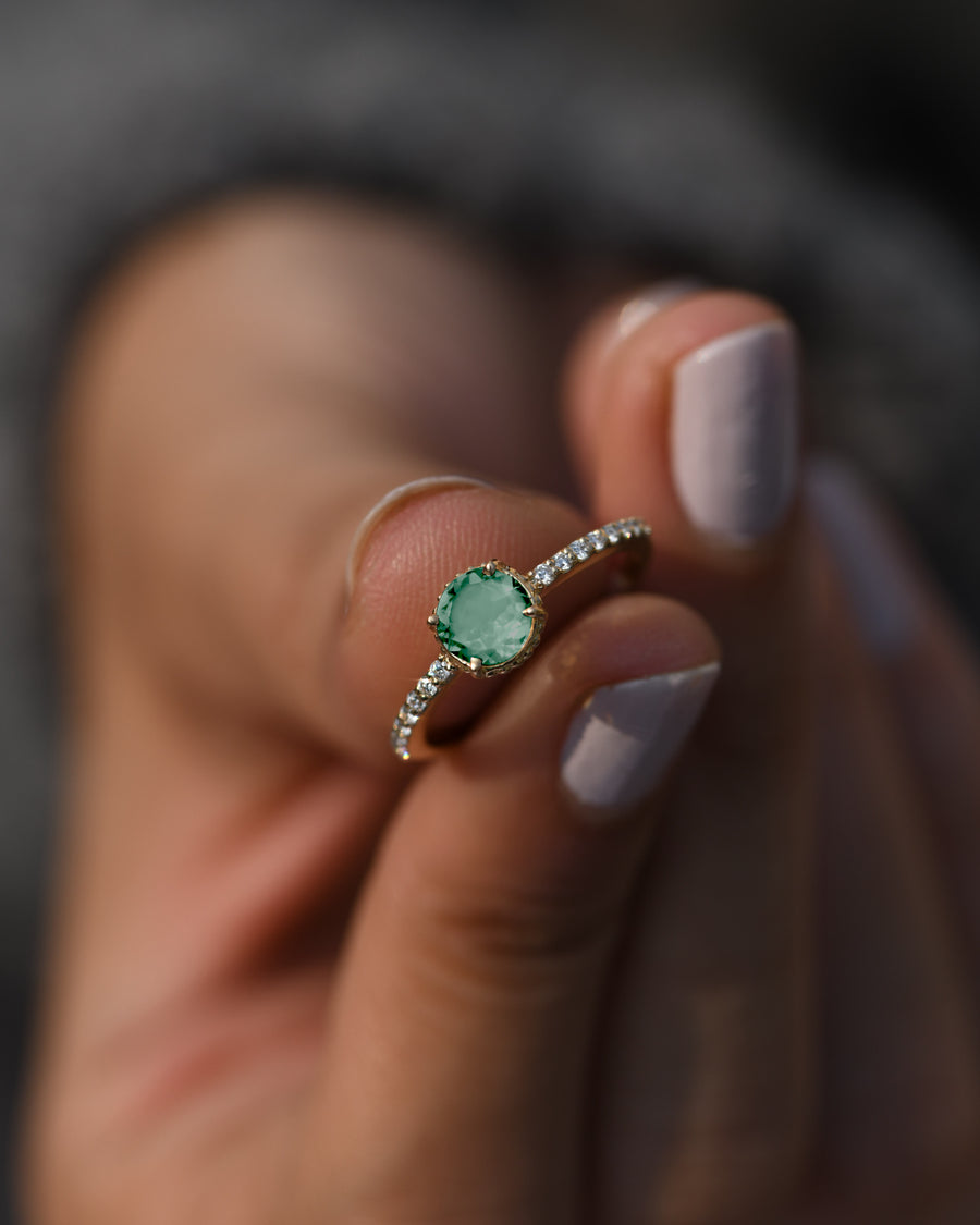 Luna Green Tourmaline Gold Ring