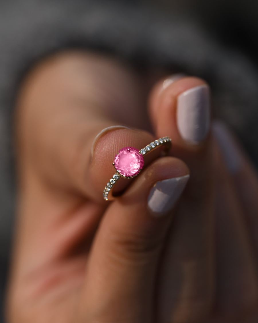 Pink Tourmaline Ring Gold