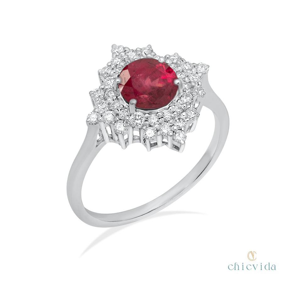 Red Ruby White Gold Ring