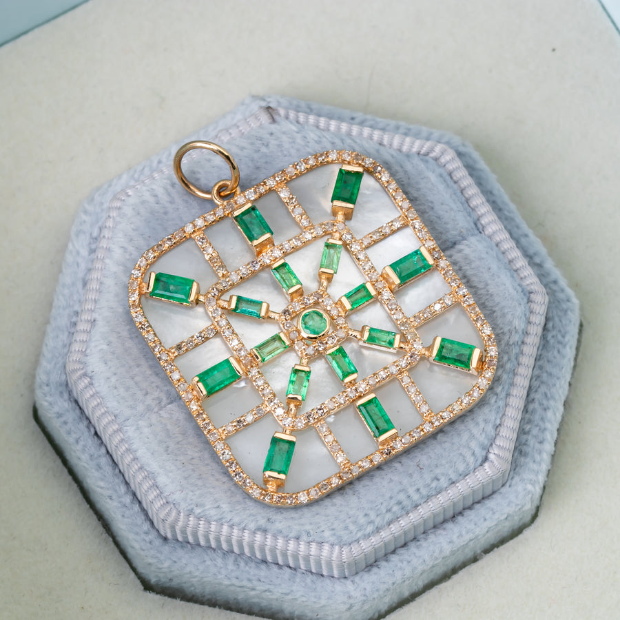 Exclusive Baguette Emerald & MOP Pendant