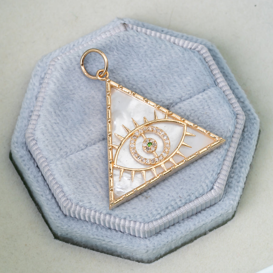 Triangle Shaped Emerald Diamond MOP Pendant