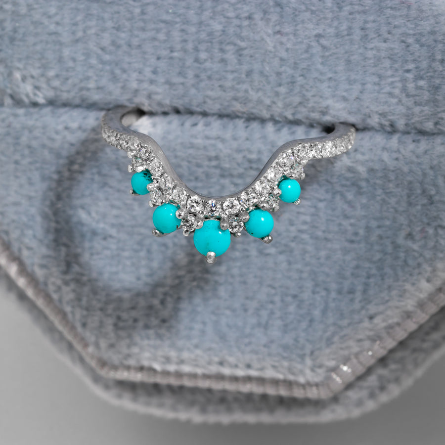 Turquoise Diamond Crown Ring