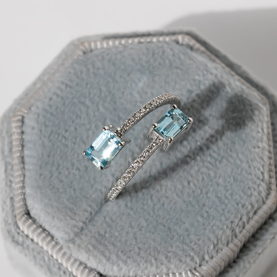 Aquamarine Diamond Ring