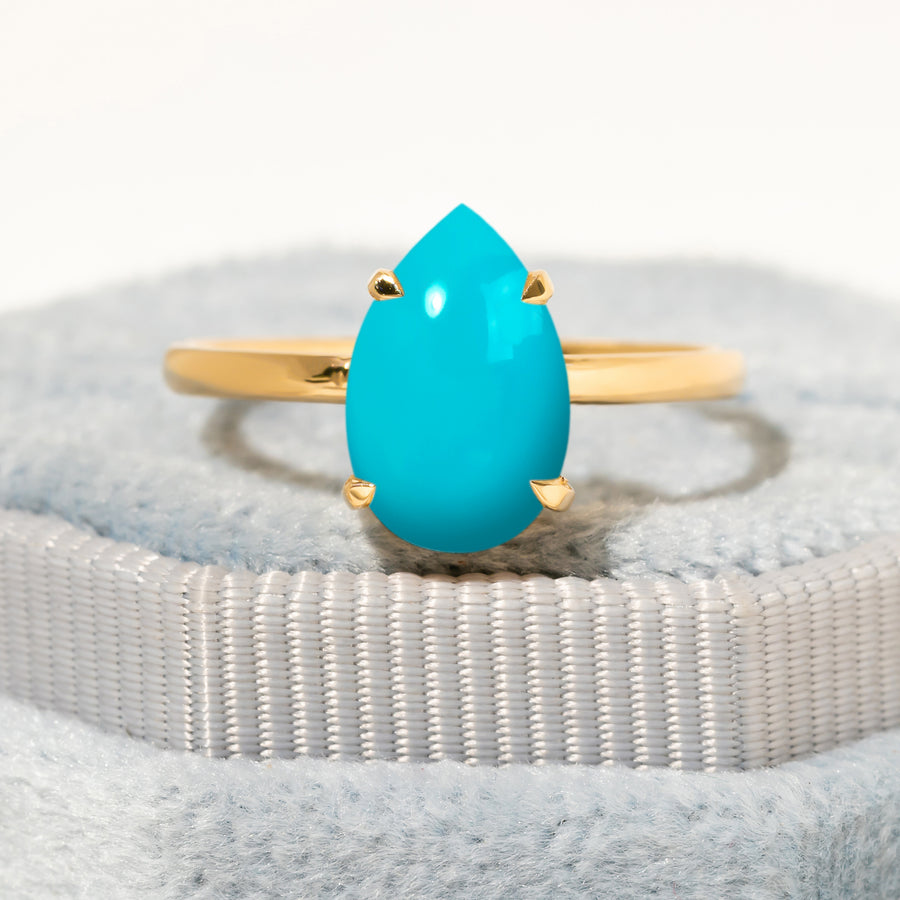 Cameo Teardrop Turquoise Solitaire Ring