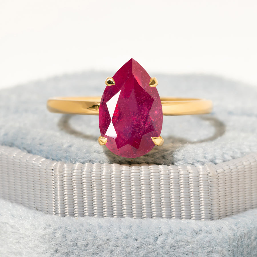 Cameo Teardrop Ruby Solitaire Ring