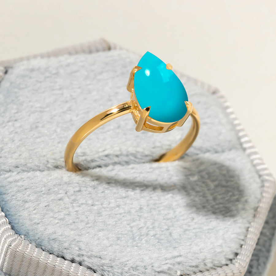 Cameo Teardrop Turquoise Solitaire Ring