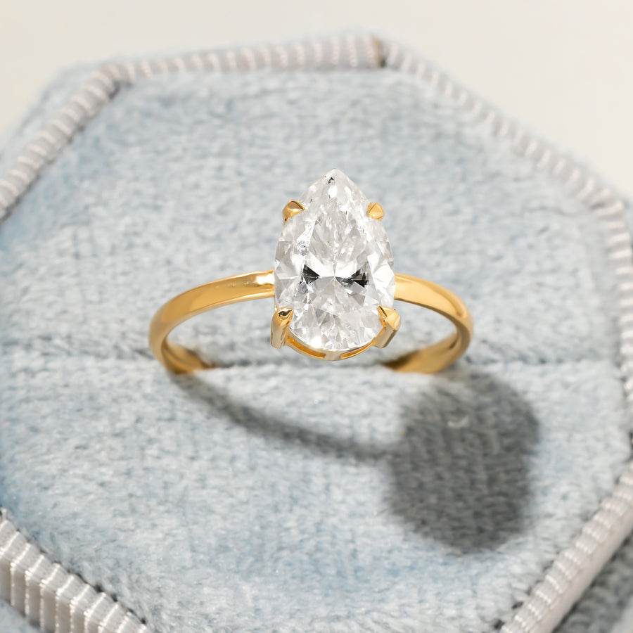 Cameo Teardrop Moissanite Solitaire Ring