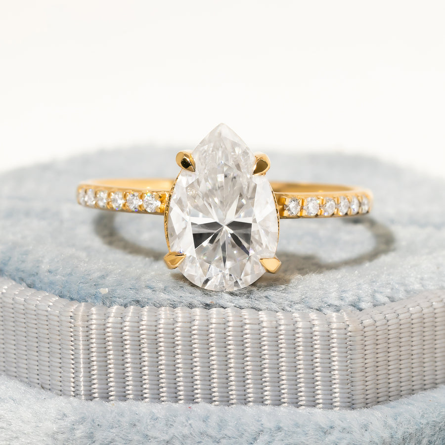 Cameo Pear Lab Diamond Ring