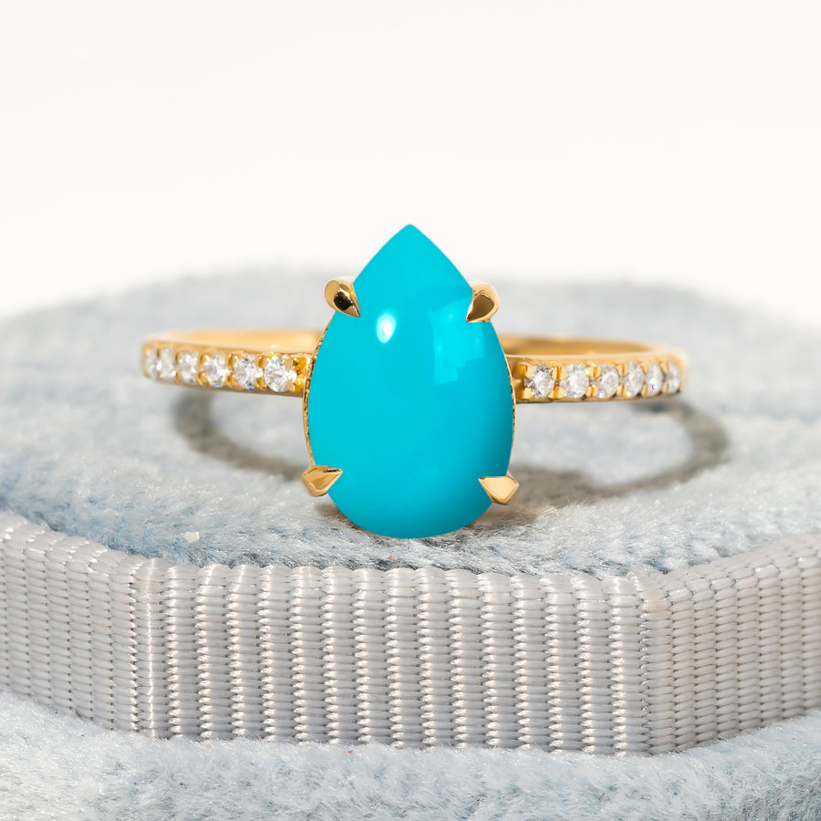 Cameo Pear Turquoise Ring